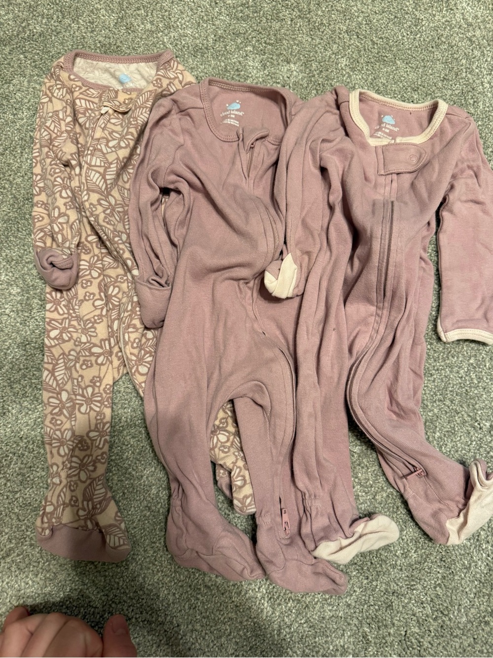 3-Pack Mauve Pink Baby One-Piece Sleepers